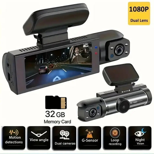 Front & Rear Dashcam, BCUOZ 1 Count Dash Camera for Car, Wide Angle Car Driving Recorder with IR Night-Vision G Sensor, 3.16 Inc